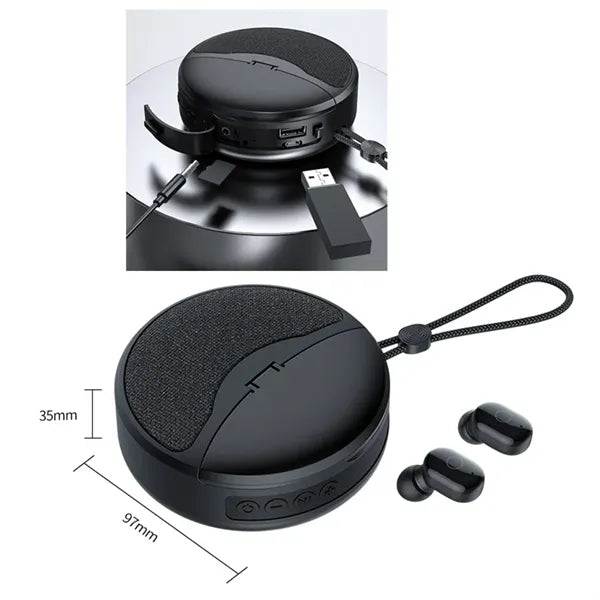 2 in 1 Portable Bluetooth Wireless Speaker with Earbuds