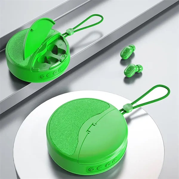 2 in 1 Portable Bluetooth Wireless Speaker with Earbuds