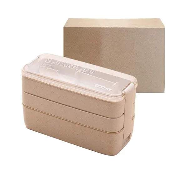 3-Tier Bento Box With Fork And Spoon Utensils