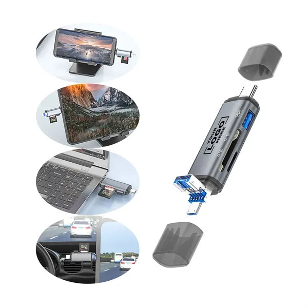 6-In-1 Portable Plug And Play Memory Card Reader