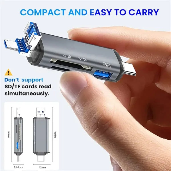6-In-1 Portable Plug And Play Memory Card Reader