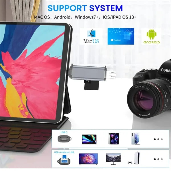 6-In-1 Portable Plug And Play Memory Card Reader