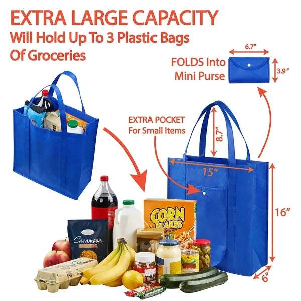 Foldable and durable heavy-duty tote bag with long handle