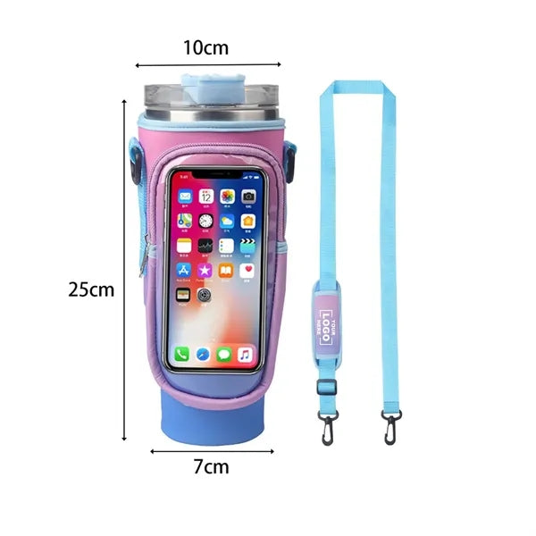 Waterproof Bottle Pouch with Phone Pocket for 40 oz Tumbler