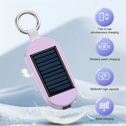 3K Solar Power Bank Keychain Emergency 2 In 1 Charger
