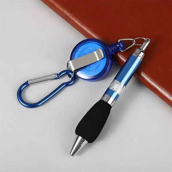 Retractable Drawstring Pen Badge Belt Clip Carabiner Set