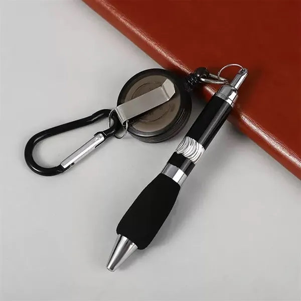 Retractable Drawstring Pen Badge Belt Clip Carabiner Set