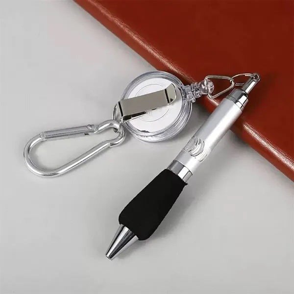 Retractable Drawstring Pen Badge Belt Clip Carabiner Set