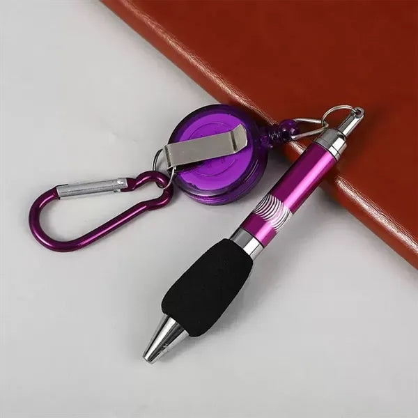 Retractable Drawstring Pen Badge Belt Clip Carabiner Set