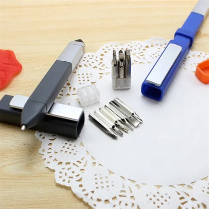 Functional tool pen with mobile phone holder and screwdriver
