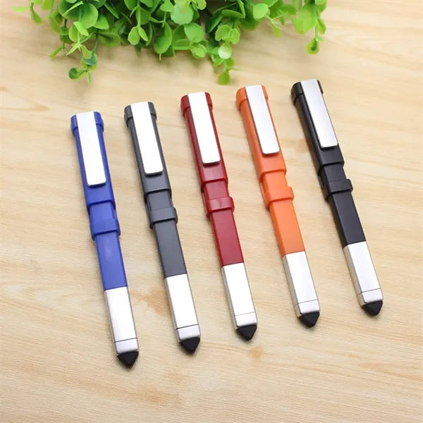 Functional tool pen with mobile phone holder and screwdriver
