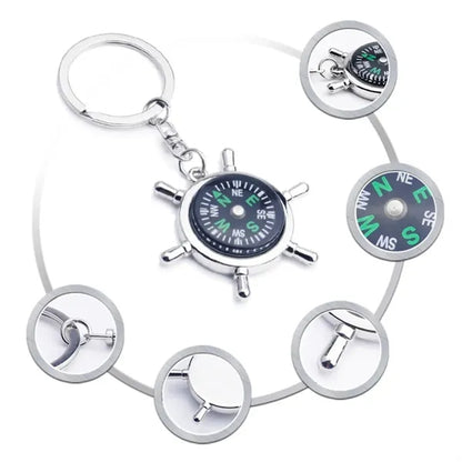 Key Ring Metal Compas Men'S Car Keychain Backpack