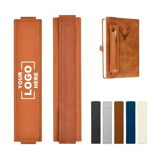 Adjustable Elastic Band Notebook Leather Pen Holder
