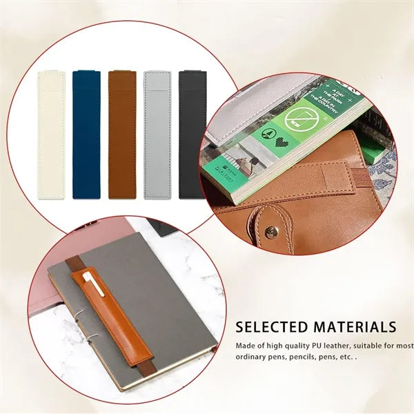 Adjustable Elastic Band Notebook Leather Pen Holder