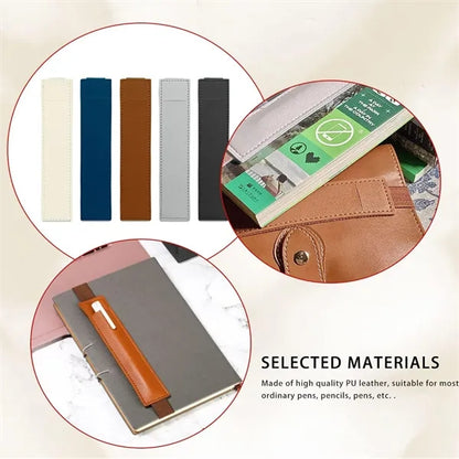 Adjustable Elastic Band Notebook Leather Pen Holder