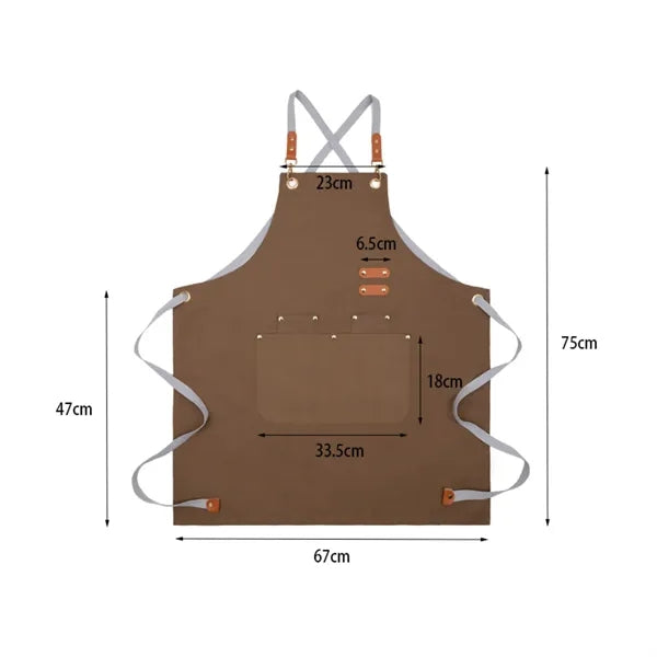 Waterproof Canvas Kitchen Aprons w/ Detachable Cross Straps