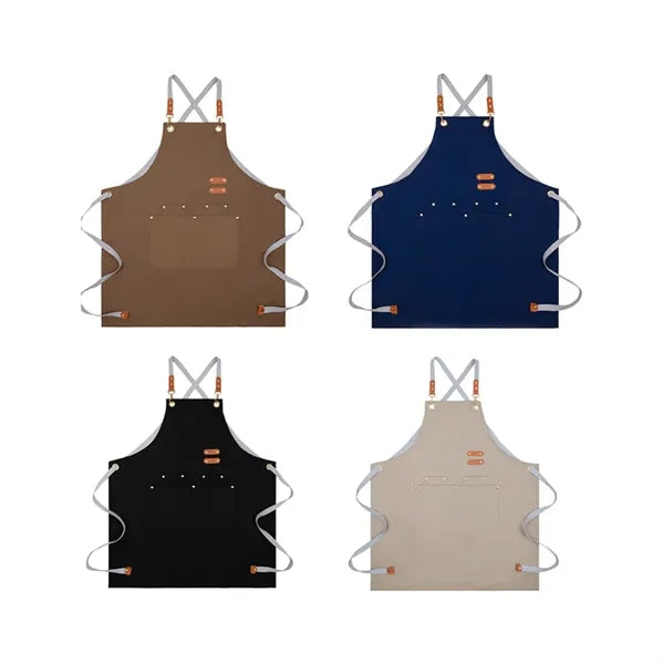 Waterproof Canvas Kitchen Aprons w/ Detachable Cross Straps