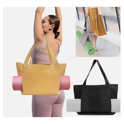 Custom Women Fitness Round Canvas Yoga Mat Carry Tote Bag