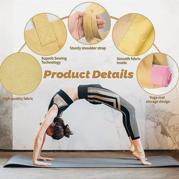 Custom Women Fitness Round Canvas Yoga Mat Carry Tote Bag