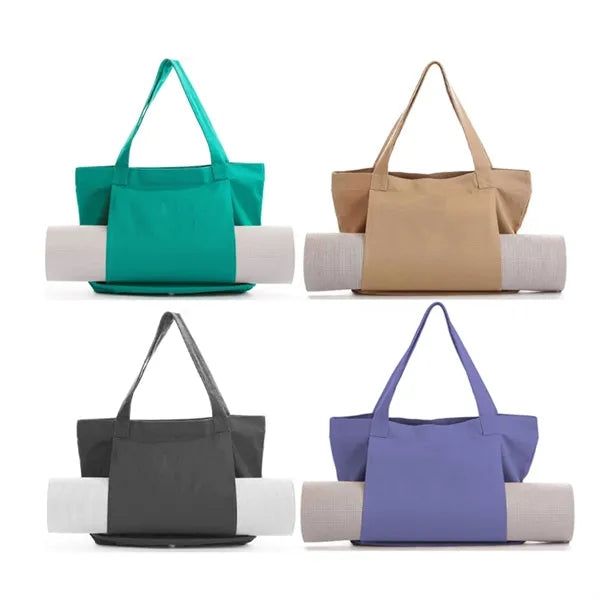 Custom Women Fitness Round Canvas Yoga Mat Carry Tote Bag