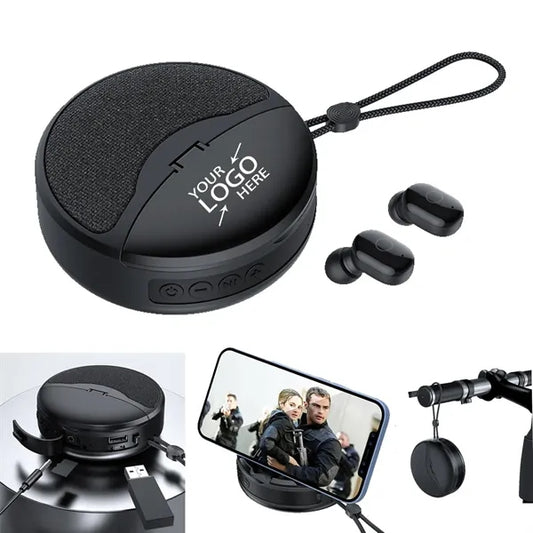 2 in 1 Portable Bluetooth Wireless Speaker with Earbuds