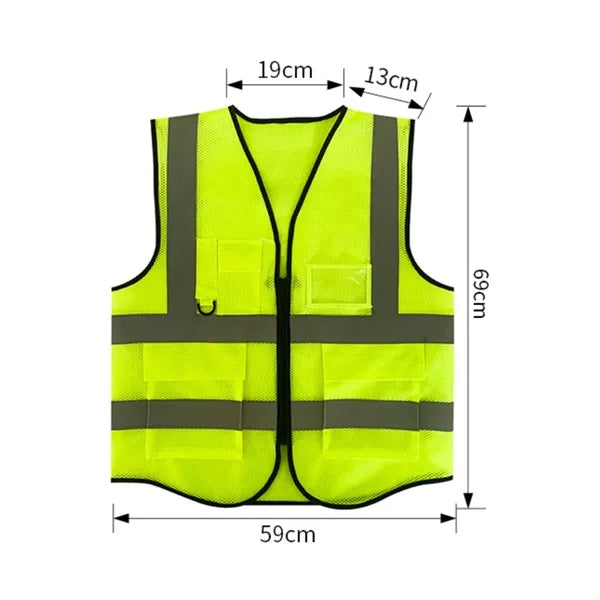 Mesh Hi-Viz Reflective Tape Safety Vest With 4 Pockets