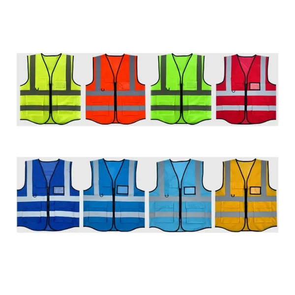 Mesh Hi-Viz Reflective Tape Safety Vest With 4 Pockets