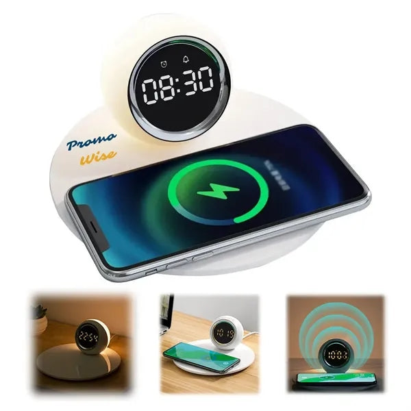 15W 3-in-1 Wireless Charger Night Light Digital Alarm Clock