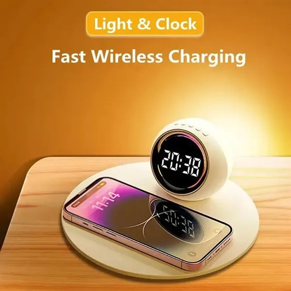 15W 3-in-1 Wireless Charger Night Light Digital Alarm Clock