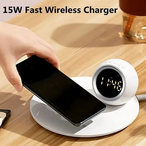 15W 3-in-1 Wireless Charger Night Light Digital Alarm Clock