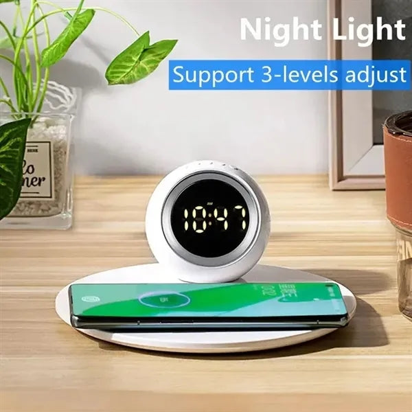 15W 3-in-1 Wireless Charger Night Light Digital Alarm Clock