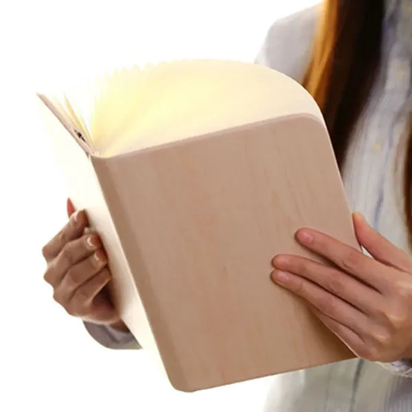 3-Color LED Folding Magnetic Book Shape Lamp Wooden Decor