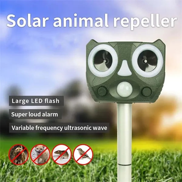 USB Solar Charging Waterproof Ultrasound LED Animal Repeller