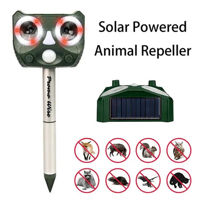 USB Solar Charging Waterproof Ultrasound LED Animal Repeller