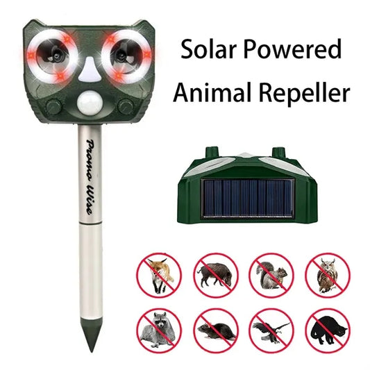 USB Solar Charging Waterproof Ultrasound LED Animal Repeller