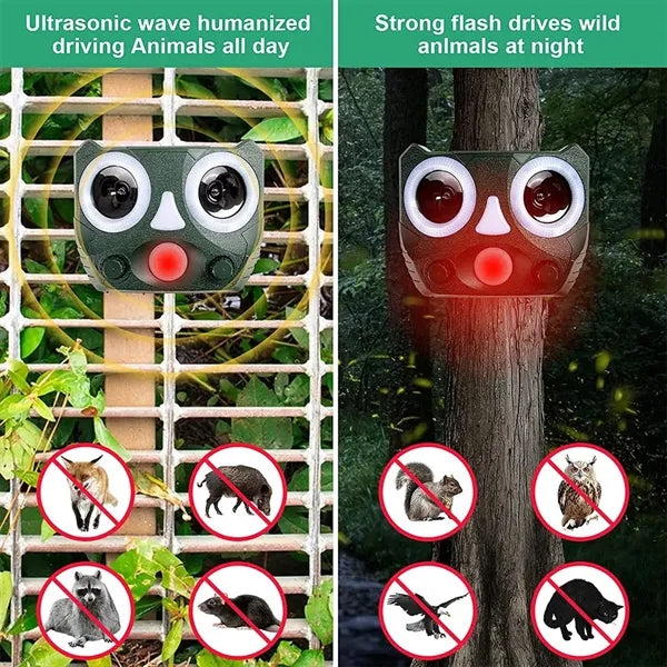 USB Solar Charging Waterproof Ultrasound LED Animal Repeller