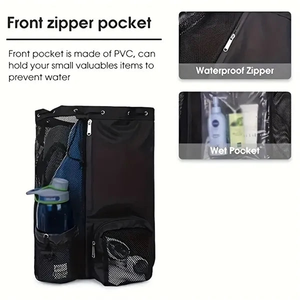 Dry Wet Separation Swim Bag Mesh Drawstring Beach Backpack