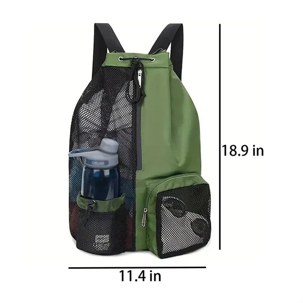 Dry Wet Separation Swim Bag Mesh Drawstring Beach Backpack