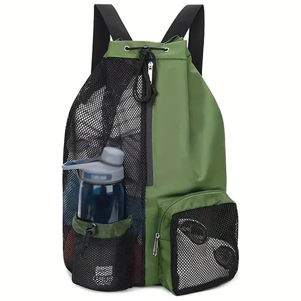 Dry Wet Separation Swim Bag Mesh Drawstring Beach Backpack