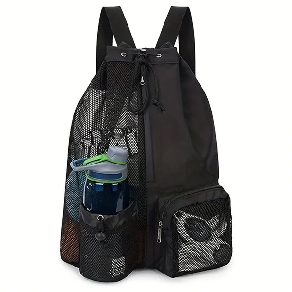 Dry Wet Separation Swim Bag Mesh Drawstring Beach Backpack