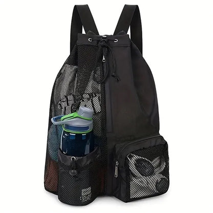 Dry Wet Separation Swim Bag Mesh Drawstring Beach Backpack