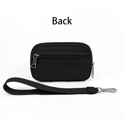 Nylon Solid Color Wrist Strap Card Bag Wallet with ID Window