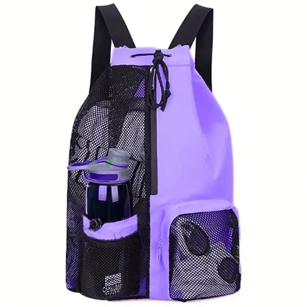 Dry Wet Separation Swim Bag Mesh Drawstring Beach Backpack