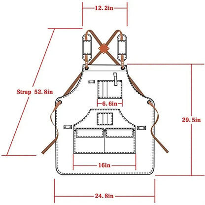 Waterproof Canvas Carpenter Work Apron with Tool Pocket