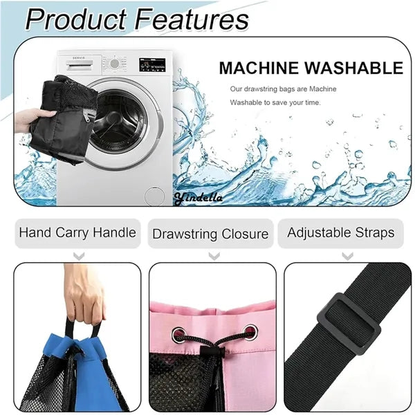 Dry Wet Separation Swim Bag Mesh Drawstring Beach Backpack