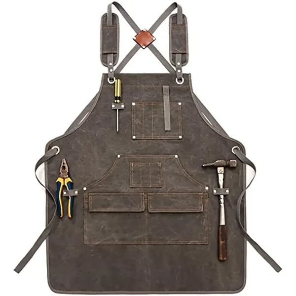 Waterproof Canvas Carpenter Work Apron with Tool Pocket
