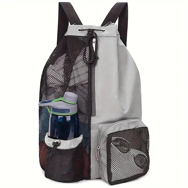 Dry Wet Separation Swim Bag Mesh Drawstring Beach Backpack