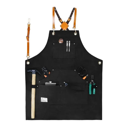 Canvas Cross Back Work Apron with Multiple Tool Pocket