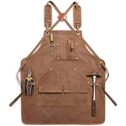 Waterproof Canvas Carpenter Work Apron with Tool Pocket