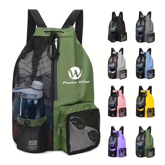 Dry Wet Separation Swim Bag Mesh Drawstring Beach Backpack
